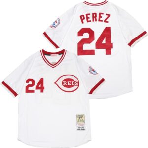 MLB Reds 24 Tony Perez White 1976 Throwback Men Jersey
