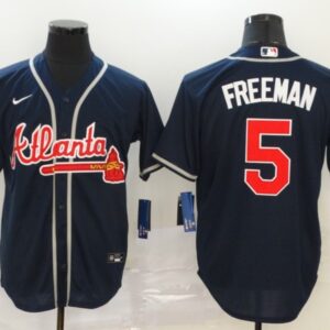 MLB Braves 5 Freddie Freeman Navy 2020 Nike Cool Base Men Jersey