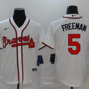 MLB Braves 5 Freddie Freeman White 2020 Nike Cool Base Men Jersey