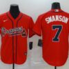 MLB Braves 7 Dansby Swanson Red 2020 Nike Cool Base Men Jersey