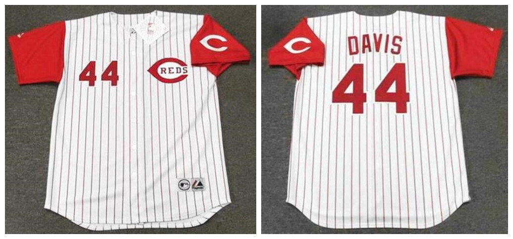 MLB Reds 44 Eric Davis White 1996 Throwback Men Jersey