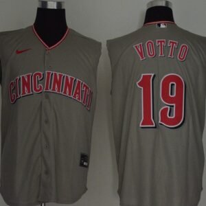 MLB Reds 19 Joey Votto Gray Nike Cool Base Sleeveless Men Jersey