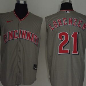 MLB Reds 21 Michael Lorenzen Gray Nike Cool Base Sleeveless Men Jersey