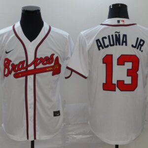MLB Braves 13 Ronald Acuna Jr. White 2020 Nike Cool Base Men Jersey