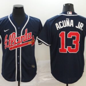 MLB Braves 13 Ronald Acuna Jr. Navy 2020 Nike Cool Base Men Jersey