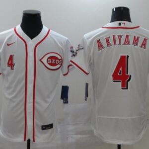MLB Reds 4 Shogo Akiyama White 2020 Nike Flexbase Men Jersey
