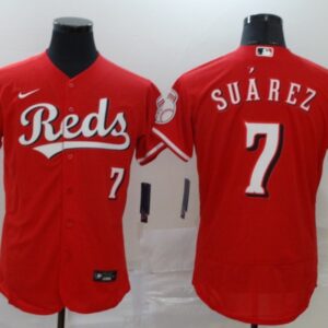 MLB Reds 7 Eugenio Suarez Red 2020 Nike Flexbase Men Jersey