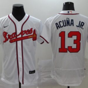 MLB Braves 13 Ronald Acuna Jr. White 2020 Nike Flexbase Men Jersey