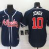 MLB Braves 10 Chipper Jones Navy Nike Cool Base Men Jersey