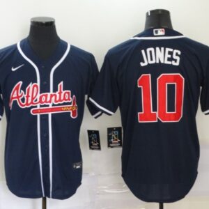 MLB Braves 10 Chipper Jones Navy Nike Cool Base Men Jersey