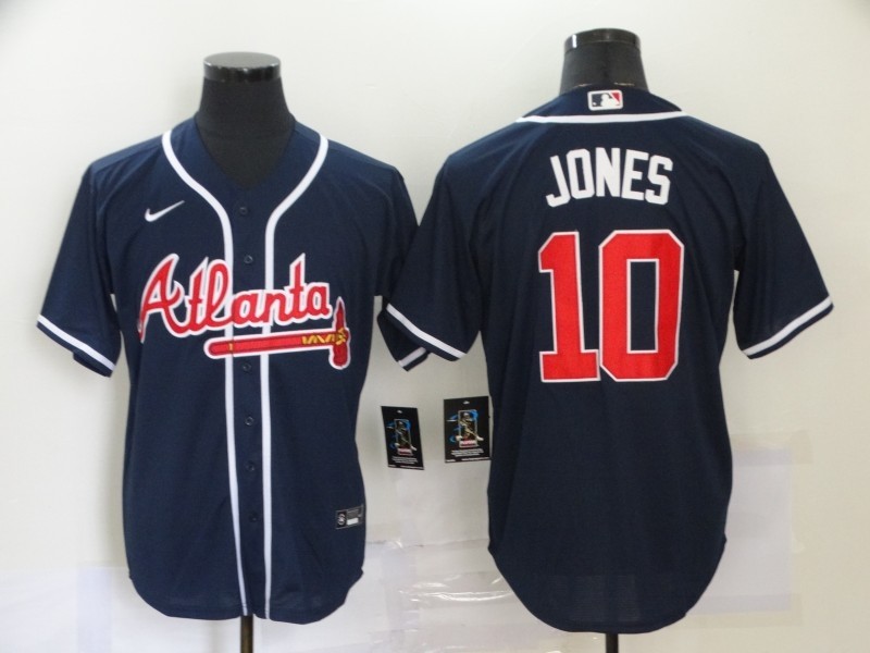 MLB Braves 10 Chipper Jones Navy Nike Cool Base Men Jersey
