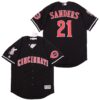 MLB Reds 21 Deion Sanders Black Cool Base Men Jersey