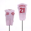 MLB Reds 21 Deion Sanders White Cooperstown Collection Cool Base Sleeveless Men Jersey