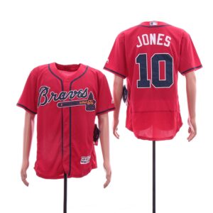MLB Braves 10 Chipper Jones Red Flexbase Men Jersey
