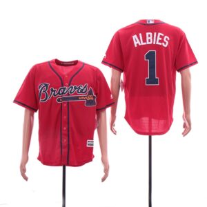 MLB Braves 1 Ozzie Albies Red Cool Base Men Jersey