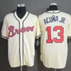 MLB Braves 13 Ronald Acuna Jr. Cream Cool Base Men Jersey