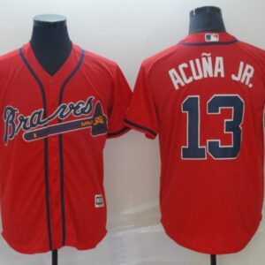 MLB Braves 13 Ronald Acuna Jr. Red New Cool Base Men Jersey