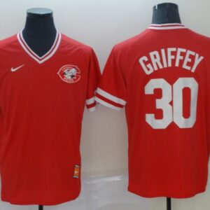 MLB Reds 30 Ken Griffey Jr Red Nike Cooperstown Collection Legend V-Neck Men Jersey