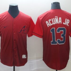 MLB Braves 13 Ronald Acuna Jr Red Drift Fashion Men Jersey