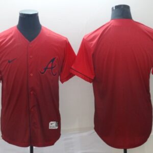 MLB Braves Blank Red Drift Fashion Men Jersey