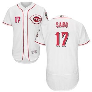 MLB Reds 17 Chris Sabo White Flexbase Men Jersey