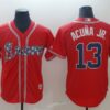 MLB Braves 13 Ronald Acuna Jr. Red Cool Base Men Jersey