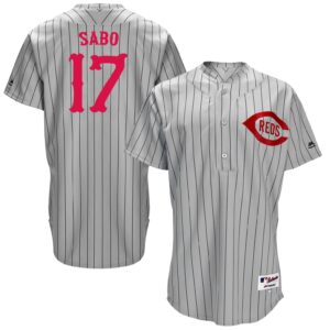 MLB Reds 17 Chris Sabo Grey Throwback Men Jersey