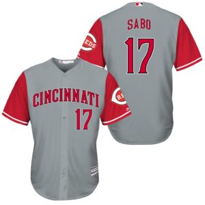 MLB Reds 17 Chris Sabo Grey New Cool Base Men Jersey