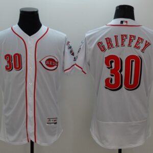 MLB Reds 30 Ken Griffey White Flexbase Men Jersey