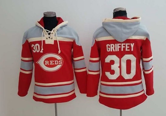 MLB Reds 30 Ken Griffey Red All Stitched Sweatshirt