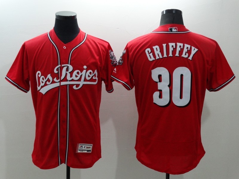 MLB Reds 30 Ken Griffey Jr. Red Alternate Flexbase Men Jersey