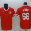 MLB Reds 66 Yasiel Puig Red Nike Cooperstown Collection Legend V-Neck Men Jersey