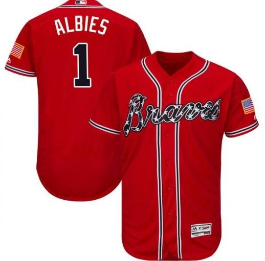 MLB Braves 1 Ozzie Albies Red Flexbase Men Jersey