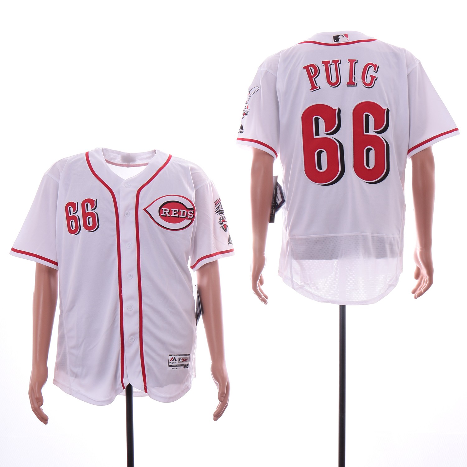 MLB Reds 66 Yasiel Puig White Flexbase Men Jersey