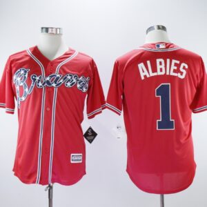MLB Braves 1 Ozzie Albies Red Cool Base Men Jersey