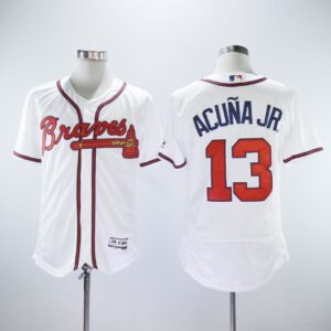 MLB Braves 13 Ronald Acuna Jr White Flexbase Men Jersey