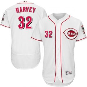 MLB Reds 32 Matt Harvey White FlexBase Men Jersey