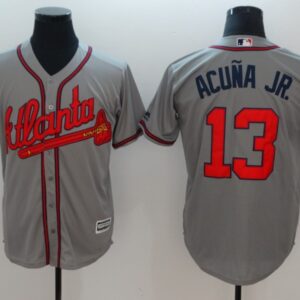 MLB Braves 13 Ronald Acuna Jr. Gray Cool Base Men Jersey