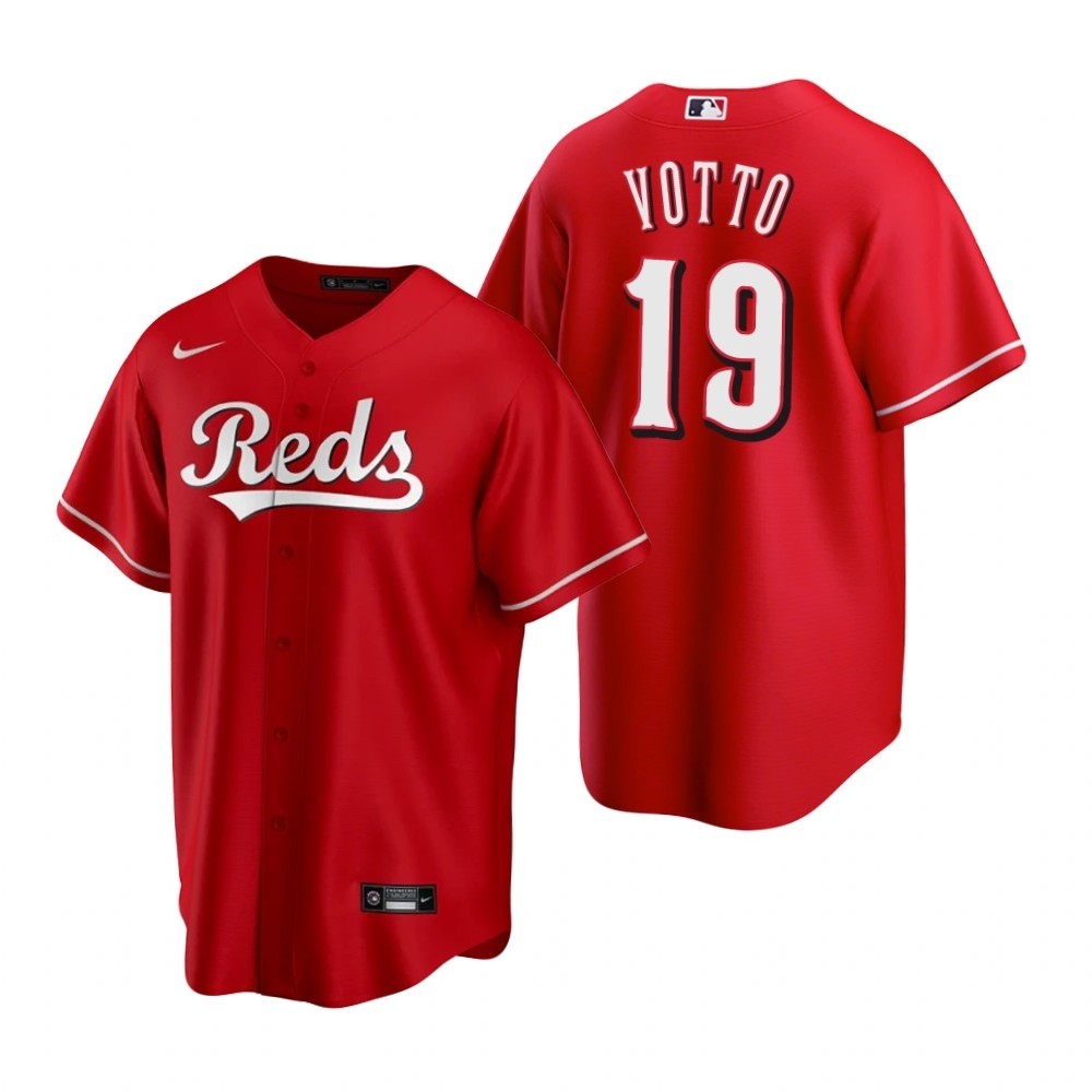 MLB Reds 19 Joey Votto Red Nike Cool Base Men Jersey