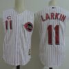 MLB Reds 11 Barry Larkin White Cooperstown Collection Men Jersey