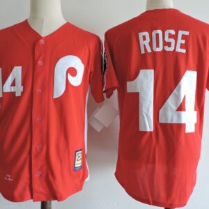 MLB Reds 14 Pete Rose Red Cooperstown Collection Men Jersey
