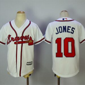 MLB Braves 10 Chipper Jones White New Cool Base Youth Jersey