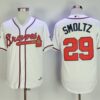 MLB Braves 29 John Smoltz White 1995 Throwback Men Jersey