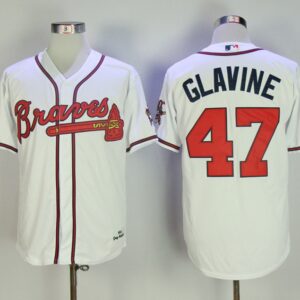 MLB Braves 47 Tom Glavine White 1995 Throwback Men Jersey