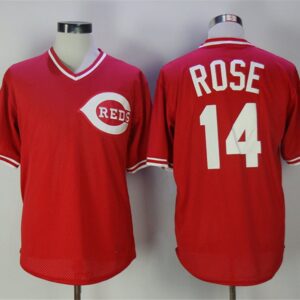 MLB Reds 14 Pete Rose 1976 BP Throwback Men Jersey