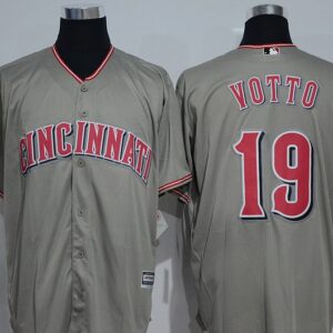 MLB Reds 19 Joey Votto Grey New Cool Base Men Jersey