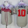 MLB Braves 10 Chipper Jones Gray Throwback Men Jersey