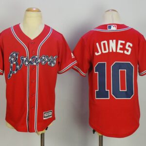 MLB Braves 10 Chipper Jones Red Cool Base Youth Jersey