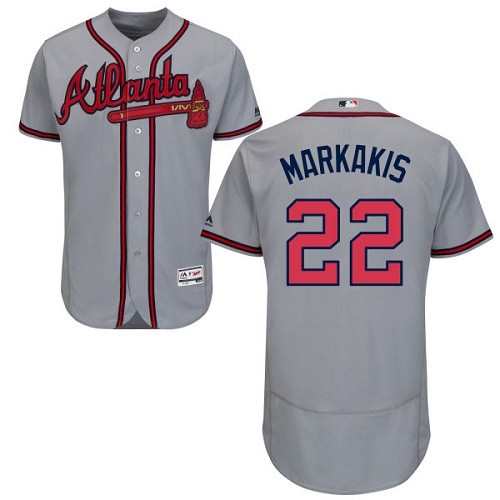 MLB Braves 22 Nick Markakis Gray Flexbase Men Jersey