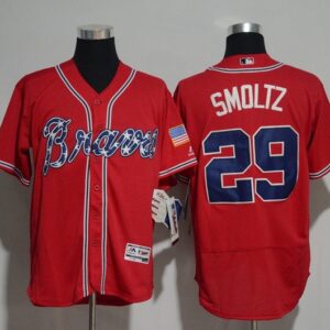 MLB Braves 29 John Smoltz Red FlexBase Men Jersey